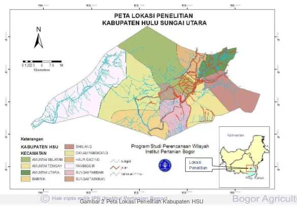 Gambar 2 Peta Lokasi Penelitian Kabupaten HSU  