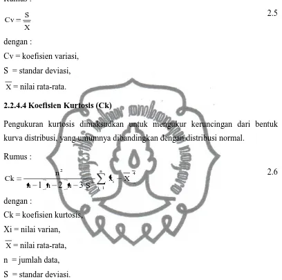 Tabel 2.2 Parameter Statistik Untuk Menentukan Jenis Distribusi  