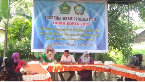 Gambar  4.2.  Kata  Sambutan  Kepala  Dusun  pada  Kegiatan  Pelatihan Pengolahan Limbah Padat Tahu menjadi  Bahan  Pangan  bagi  Masyarakat  Desa  Jentera  Kabupaten Langkat 