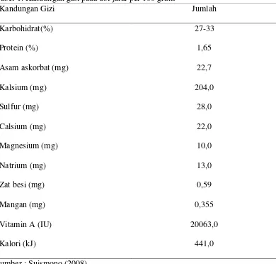 Tabel 1. Kandungan gizi pada ubi jalar per 100 gram 