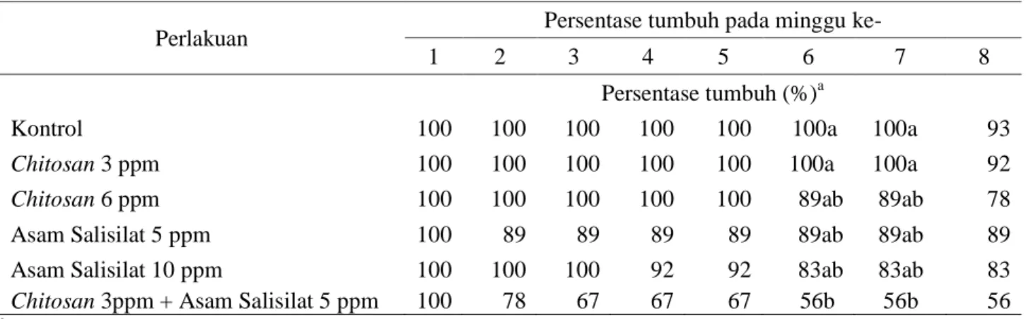 Tabel 5. Rata-rata persentase tumbuh planlet anggrek Phalaenopsis amabilis pada tahap aklimatisasi 