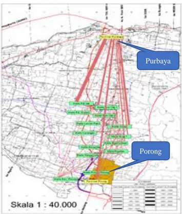 Gambar 1. Garis keinginan penumpang BTS rute Porong -   Purabaya pada 5 (lima) tahun mendatang 