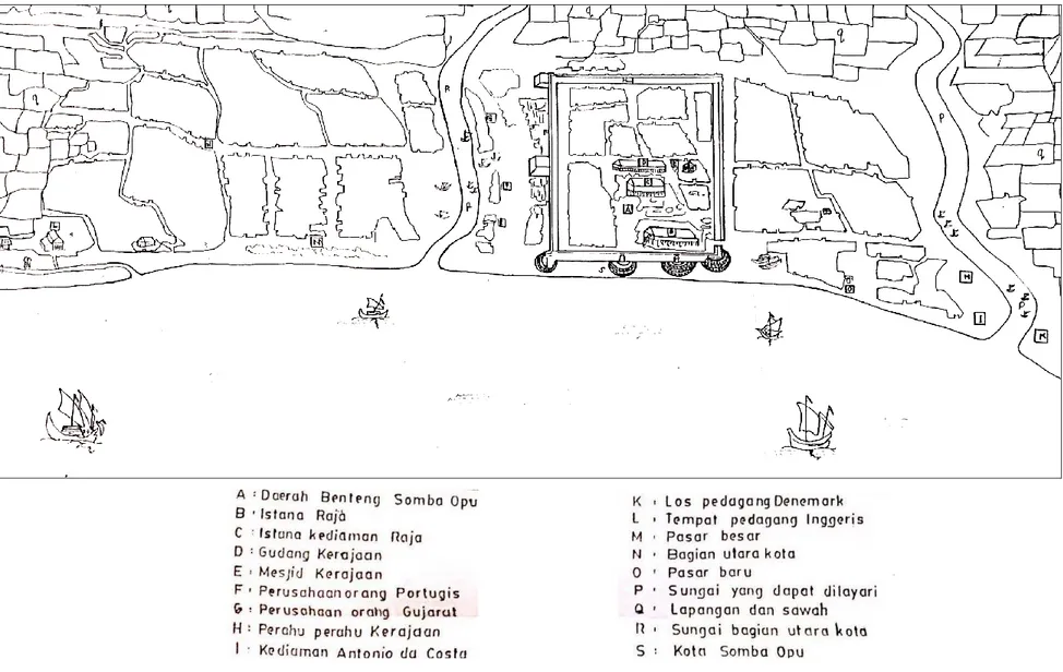 Gambar 8a. Sketsa 1 Benteng Somba Opu Tahun 1658 (Sumber: Bakorsutanal, 1991) 