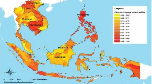 Figure 4. Regions Vulnerable to Climate Change in Indonesia (SIDA, 2009 in RAN-API)