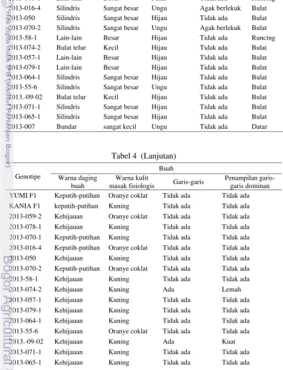 Table 4  Keragaman karakter pada buah 