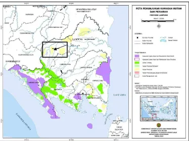 Gambar 2. Peta lokasi hutan produksi Desa Gunung Sangkaran Kecamatan Blambangan Umpu Kabupaten Way Kanan
