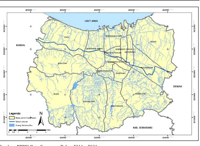 Gambar 2. Sebaran Ruang Terbuka Biru Kota Semarang  Integrasi RTB di RTRW Kota Semarang 