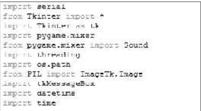 Gambar 3. Listing program pemanggilan modul padaRaspberri Pi.