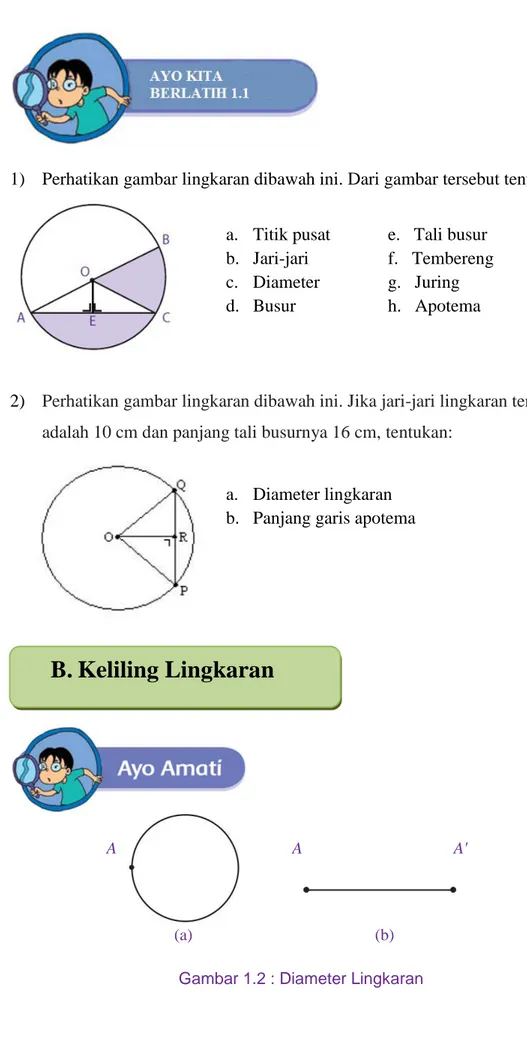 Gambar 1.2 : Diameter Lingkaran 