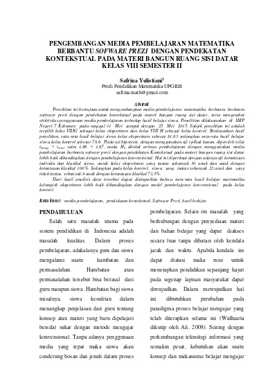 Pengembangan Media Pembelajaran Matematika Berbantu Sofware Prezi