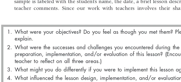 FIGURE 3.3. Sample of questions to guide discussion after lesson observation.