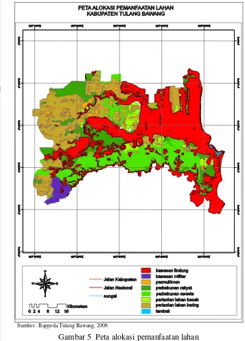 Gambar 5  Peta alokasi pemanfaatan lahan 