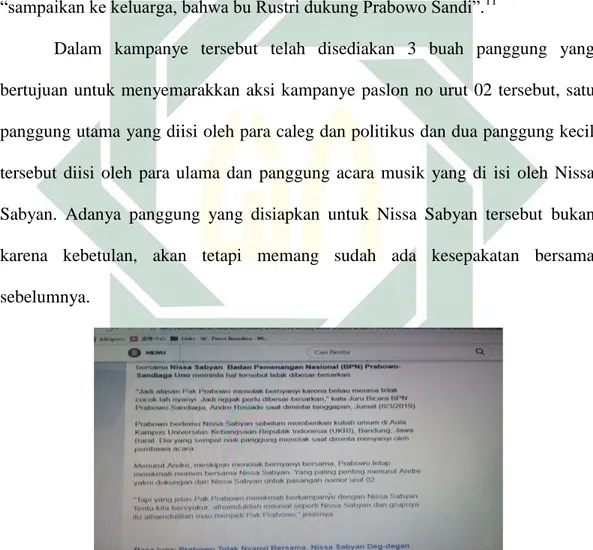 Gambar 3.7. Berita tentang Elektabilitas Prabowo Naik yang diterbitkan oleh  Kompas.com pada tanggal 11 Maret 2019 