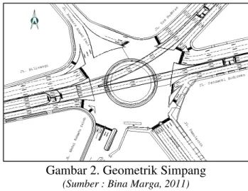 Gambar 2. Geometrik Simpang  (Sumber : Bina Marga, 2011)  Data volume lalu lintas 