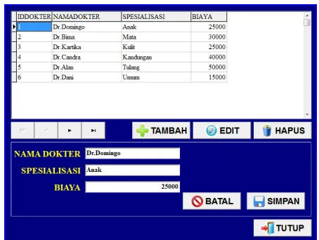 Gambar 4.23 Input Data Kelas Inap Sumber : Pribadi 