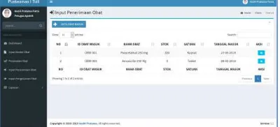 Gambar 9. Halaman Daftar Penerimaan Obat 