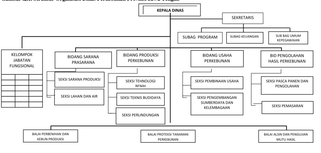 Gambar .2.1. Struktur Organisasi Dinas Perkebunan Provinsi Jawa Tengah 