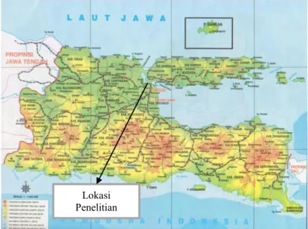 Gambar 3.1 Peta Provinsi Jawa Timur   (Sumber: www.eastjava.com/map) Lokasi 