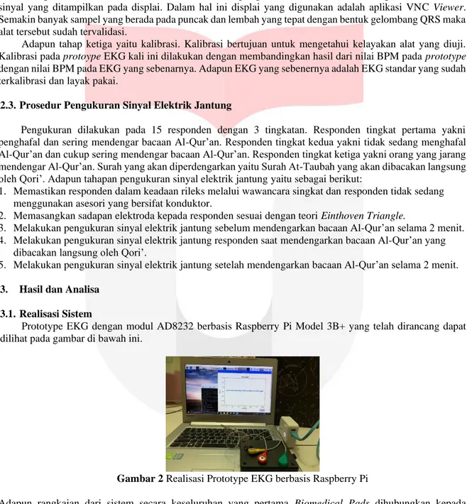 Gambar 2 Realisasi Prototype EKG berbasis Raspberry Pi  
