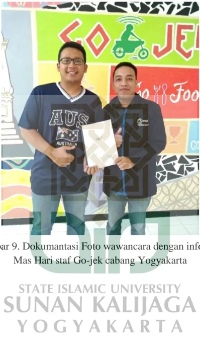 Gambar 9. Dokumantasi Foto wawancara dengan informan  Mas Hari staf Go-jek cabang Yogyakarta   