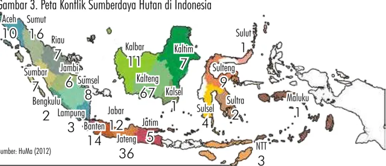 Gambar 3. Peta Konflik Sumberdaya Hutan di Indonesia