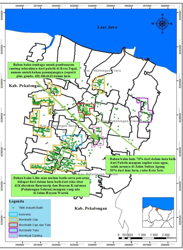 Gambar 5. Peta Jaringan Pasokan Bahan Baku Klaster Batik Kota Pekalongan 