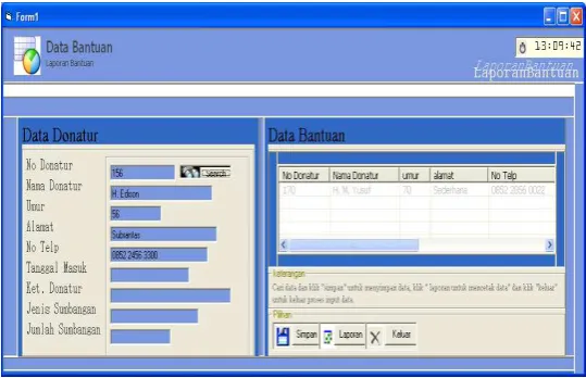 Gambar 4.10 Tampilan Form Menu Data Bantuan 