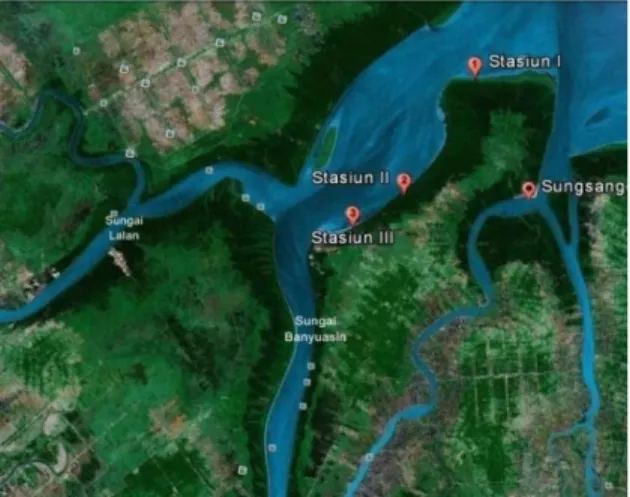 Gambar 2. Lokasi penelitian di Muara Sungai  Banyuasin 