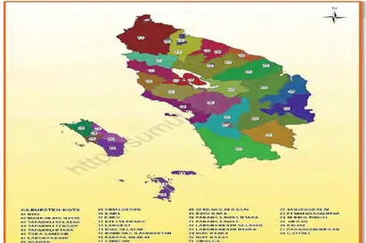 Gambar 2.1 Peta Provinsi Sumatera Utara  Sumber: Sumatera Utara dalam Angka tahun 2015, BPS 