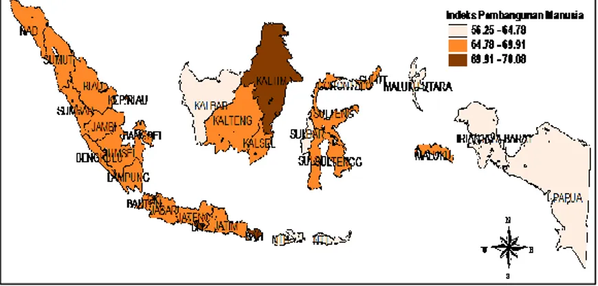 Gambar 4.4  Persebaran IPM Indonesia Tahun 2013 