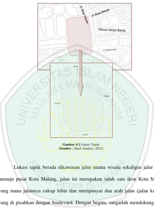 Gambar 4.1 Lokasi Tapak  (Sumber : Hasil Analisis, 2012) 