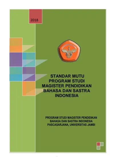 STANDAR MUTU PROGRAM STUDI MAGISTER PENDIDIKAN BAHASA DAN SASTRA INDONESIA