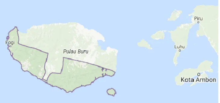 Gambar 1. Peta daerah pesisir Kabupaten Buru Selatan 