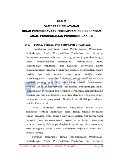 BAB II GAMBARAN PELAYANAN DINAS PEMBERDAYAAN PEREMPUAN, PERLINDUNGAN ...