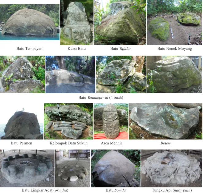 Foto 1 ~ 16. Foto-foto bentuk megalitik di pesisir utara Kabupaten Jayapura (Sumber: Balai Arkeologi Papua)Batu Tempayan
