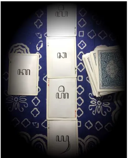 Gambar 5 Contoh lashcard Hanacaraka yang dibuat dengan memodiikasi kartu remi
