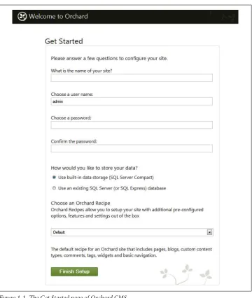 Figure 1-1. The Get Started page of Orchard CMS