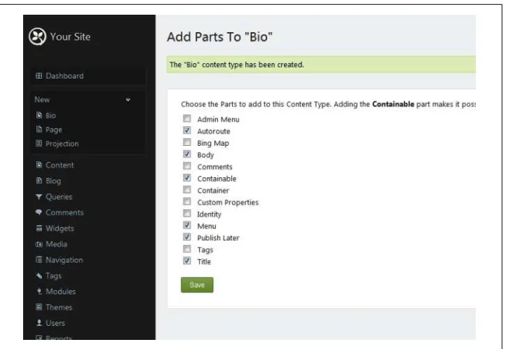 Figure 2-1. Adding content parts to a content type
