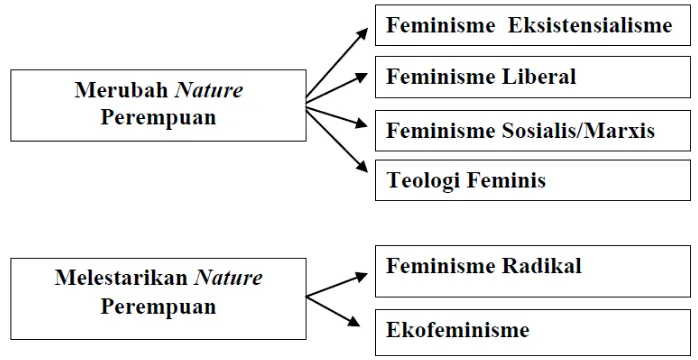 Gambar 2.5.1 aliran-aliran feminisme (disarikan dari megawangi 1999)