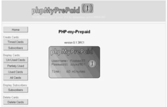 Gambar 9. Aplikasi phpMyPrepaid untuk Membuat  Account 