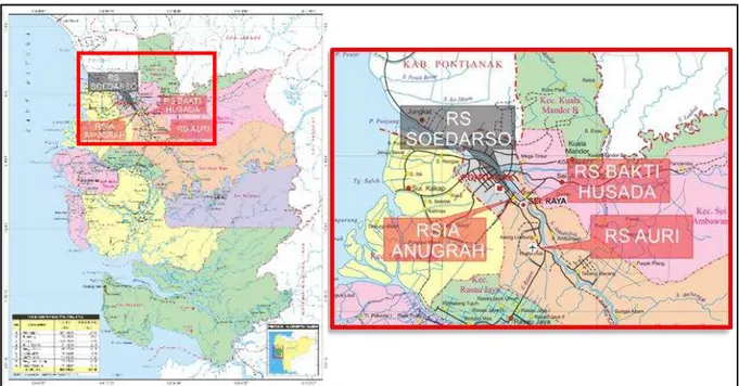 Gambar 1: Peta lokasi rumah sakit di Kabupaten Kubu Raya