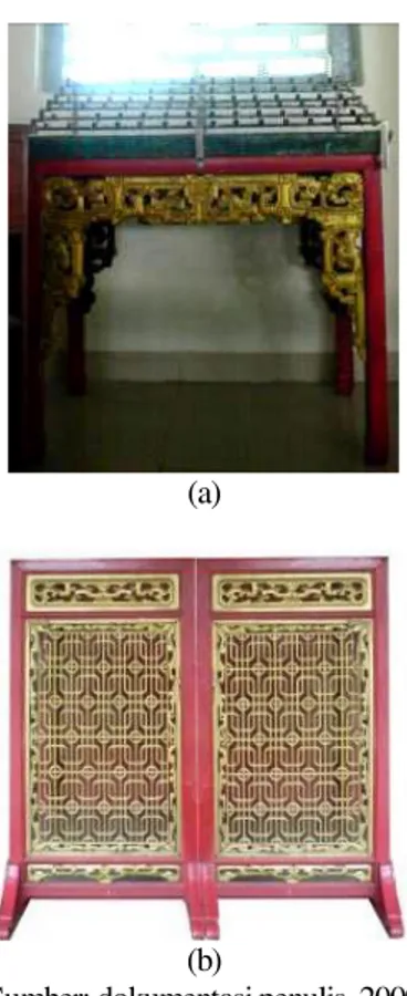 Gambar 19. Elemen perabot berupa a) meja lilin dan b)  partisi 
