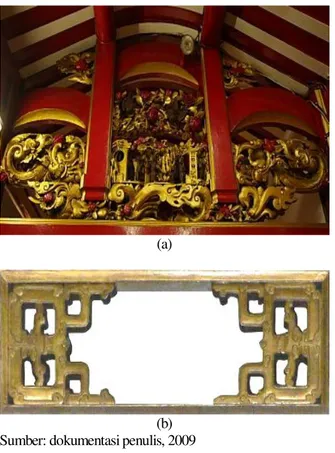 Gambar  13.  Elemen  dekoratif  di  a)  depan  gereja,  b)  area Panti Umat, c) Aaea Panti Imam, d) bagian kanan  dan kiri bangunan 