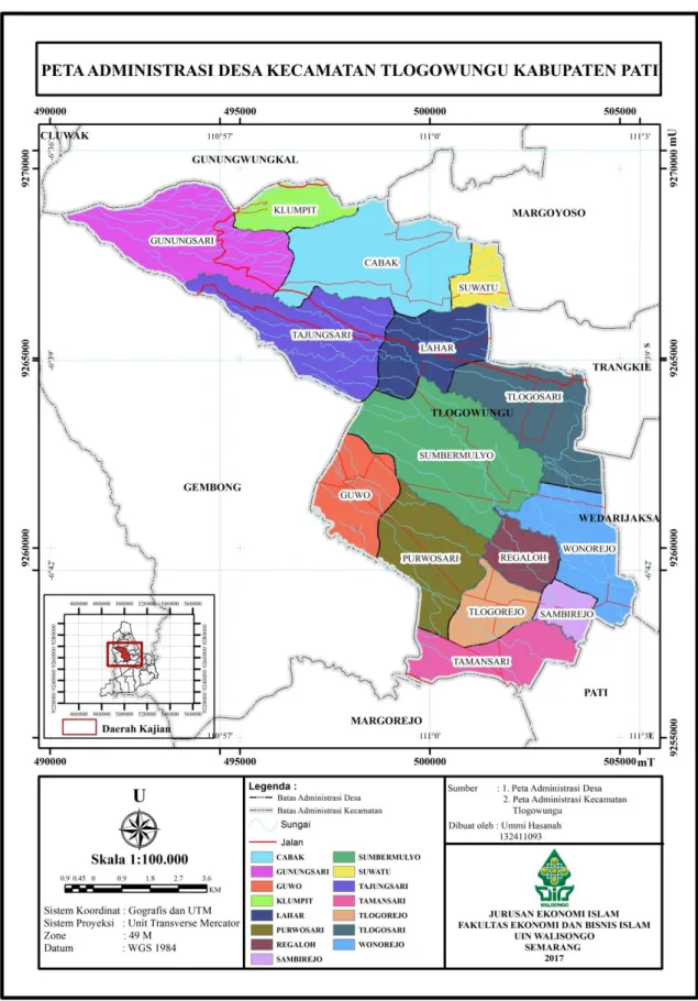 Gambar  3.1 Peta Administrasi Kecamatan Tlogowungu Kabupaten Pati 
