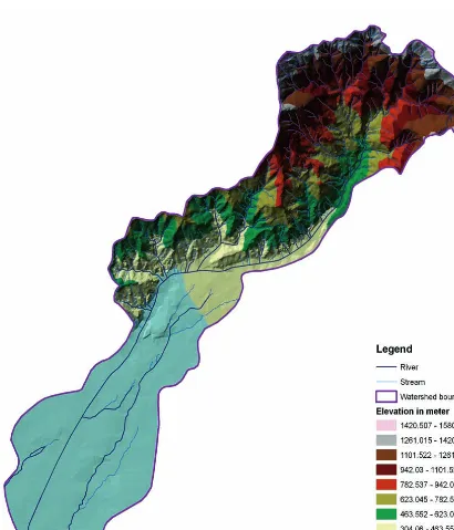 Figure 3.2: DEM Map of the Watershed Based on Topographical Map of 1996