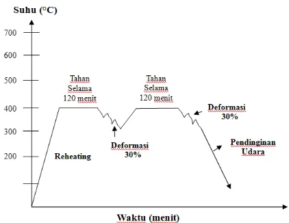 Gambar 2. Diagram tahapan homogenisasi untuk paduan Cu-Zn 70/30 pada suhu 700 °C selama 90 menit 