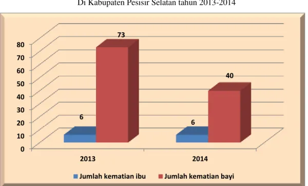 Grafik Jumlah Kematian Ibu Maternal dan Bayi  Di Kabupaten Pesisir Selatan tahun 2013-2014 