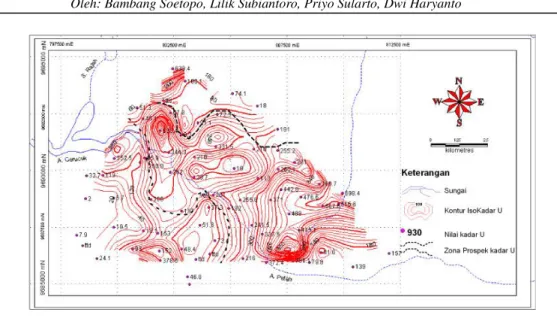 Gambar 11. Sebaran kadar U Daerah Cerucuk Belitung  c.   Mineralogi  