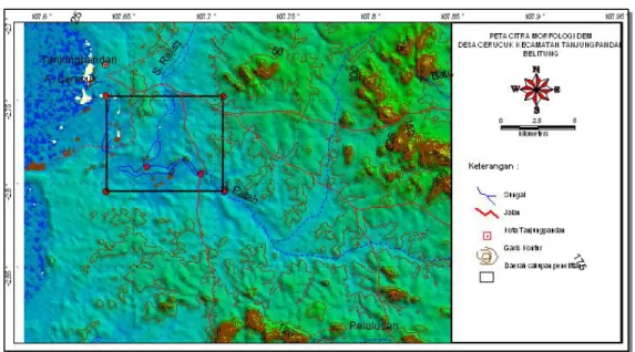 Gambar 3. Peta Morfologi daerah Cerucuk dan sekitarnya berdasarkan citra land sat  2.   Litologi 