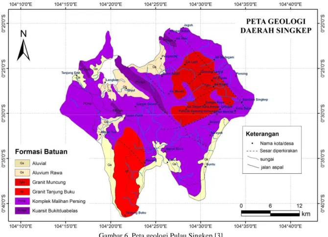 Gambar 6. Peta geologi Pulau Singkep [3]. 